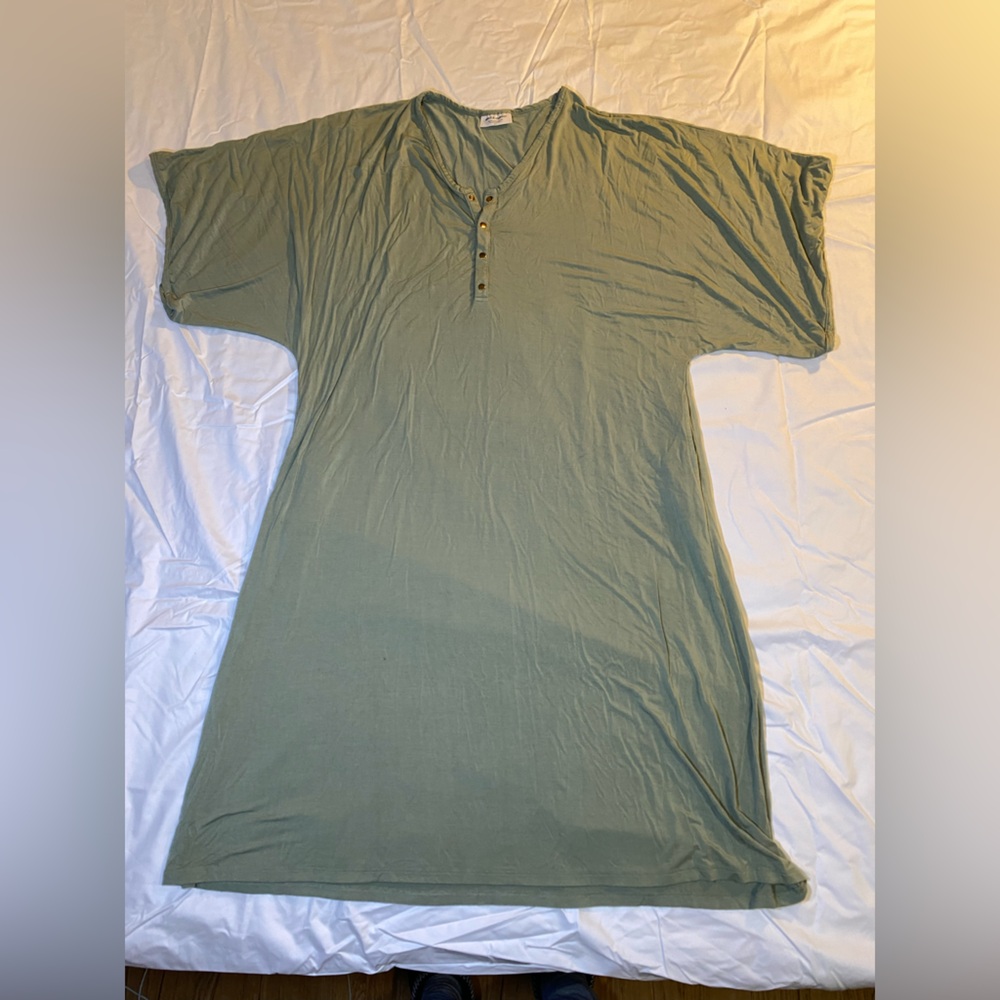 EUC Dwell & Slumber Dwell and Slumber Sage Green Caftan Bamboo Dress